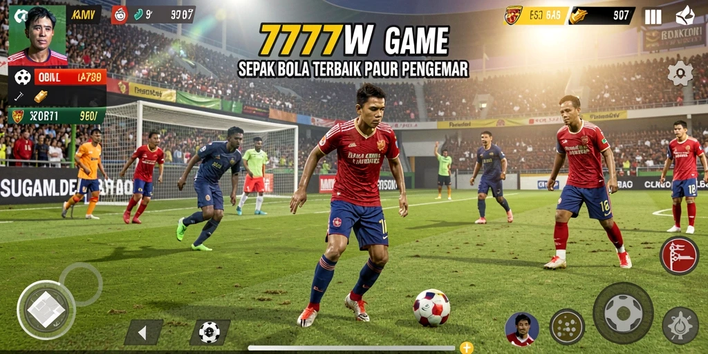 Gameplay menarik dalam 7777W, asah keterampilan sepak bola Anda!