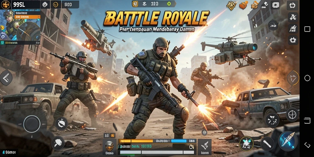 Gameplay mendebarkan dalam 99SL saat bertahan hidup di medan perang.