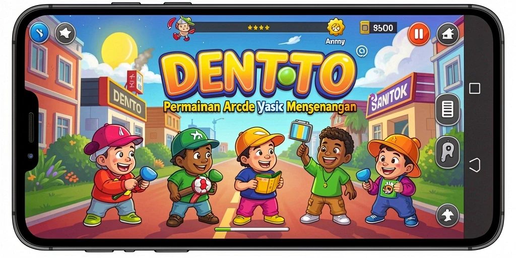 Tangkapan layar gameplay DENTOTO dengan karakter yang beraksi.