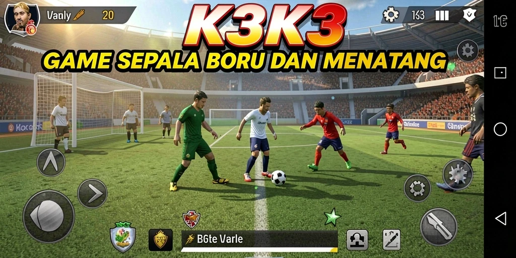 Tampilan gameplay seru K3K3 saat pertandingan sepak bola.