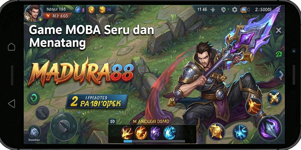 Tampilan seru dari gameplay MOBA MADURA88.