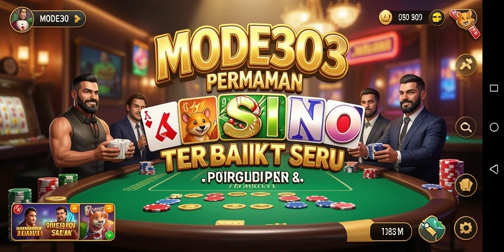 Tangkapan layar gameplay seru di MODE303 yang menunjukkan berbagai permainan Kasino.