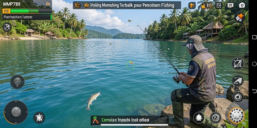 Screenshot gameplay MVP789 menunjukkan keseruan memancing di lokasi eksotis.