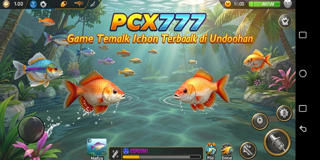 Tampilan gameplay memukau saat menembak ikan di PCX777.