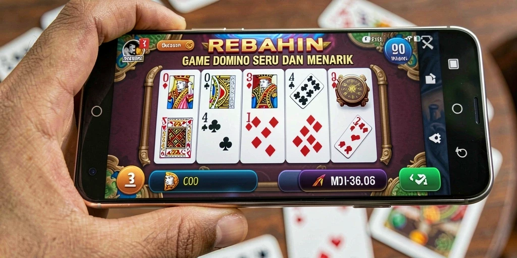 Tampilan gameplay seru dalam permainan Domino REBAHIN.