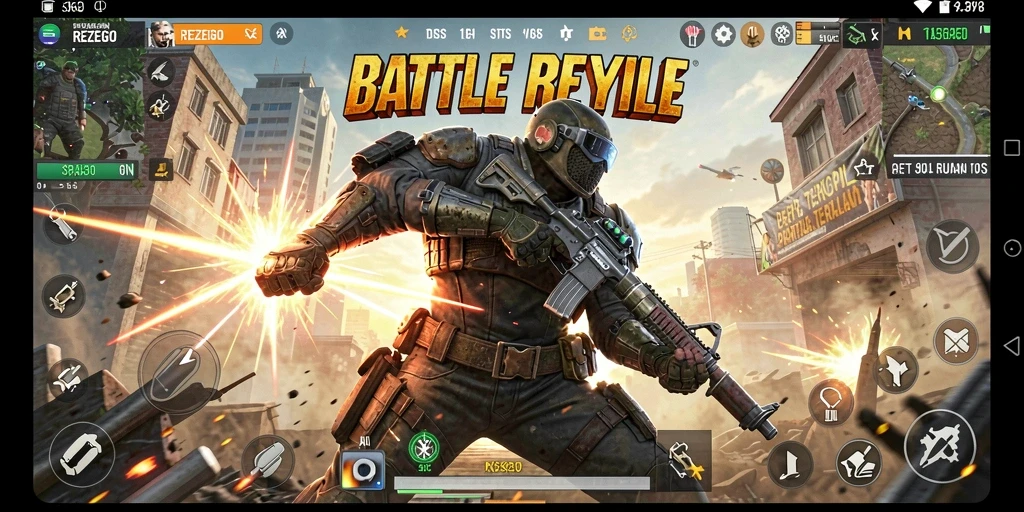 Tampilan gameplay seru dari REZEGO dalam pertempuran Battle Royale.