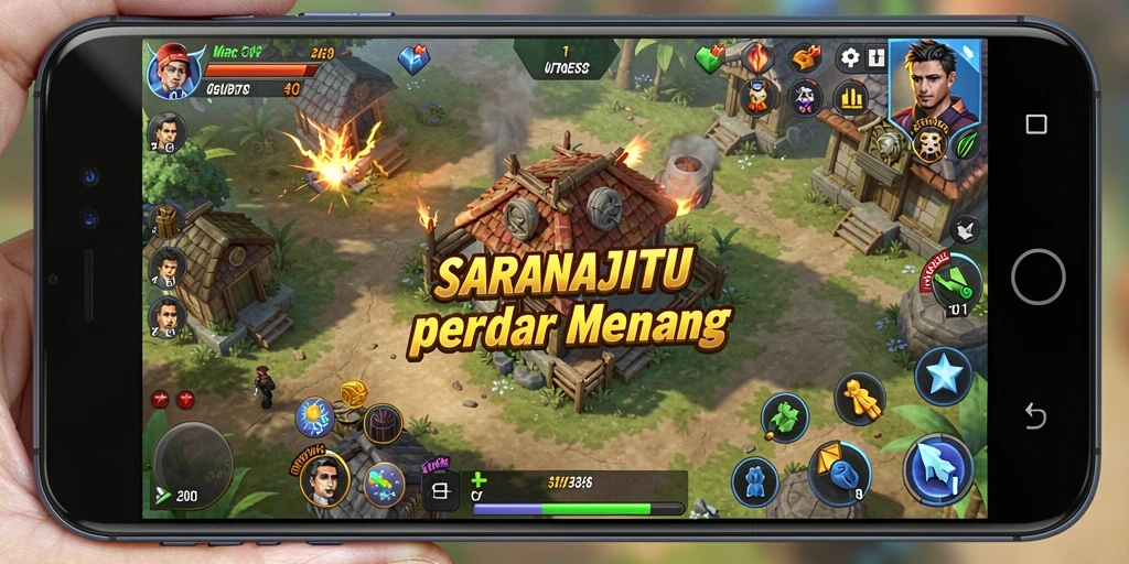 Tampilan gameplay strategis SARANAJITU yang mendebarkan.
