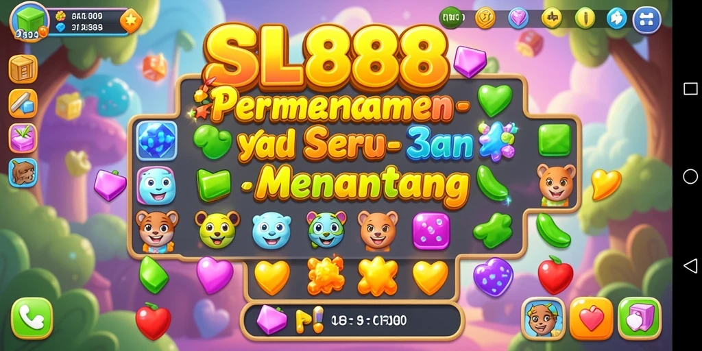 Tampilan gameplay seru SL888 dengan kombinasi warna-warna cerah.
