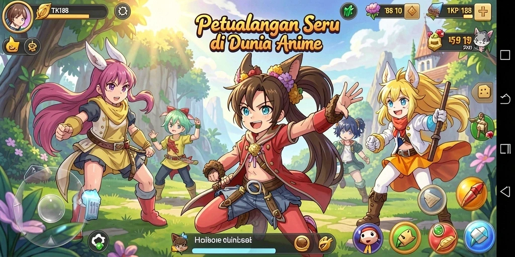 Screenshot gameplay TKP188 menampilkan adegan pertarungan karakter anime.