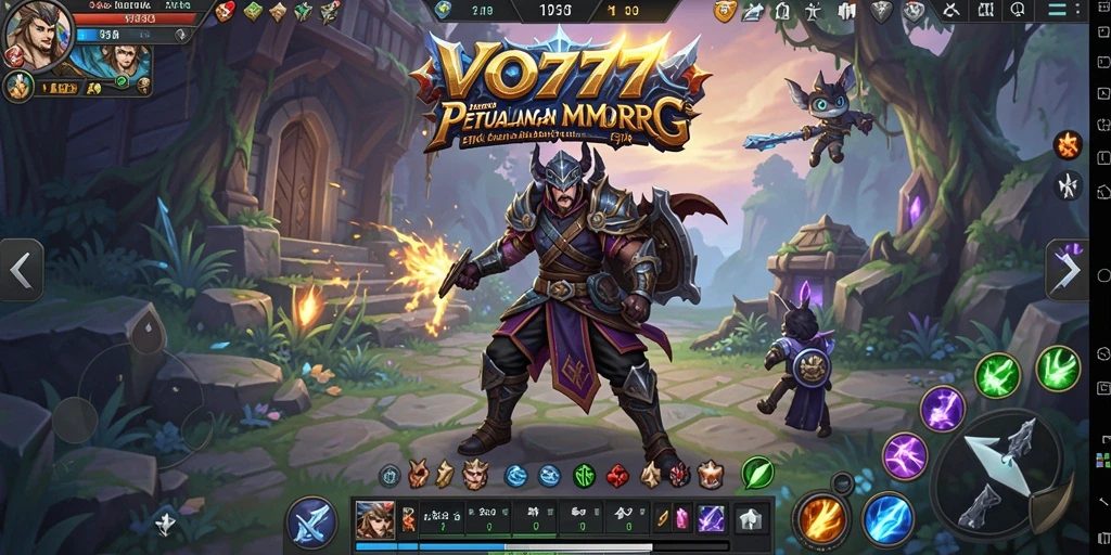 Tangkapan layar VO777 menampilkan pertarungan epik dalam dunia MMORPG.